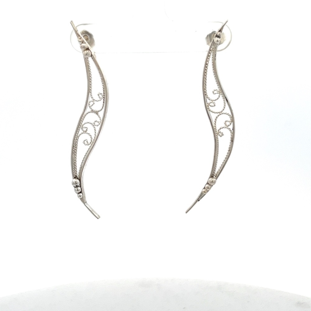 Filigree Swoosh Earring Sterling Silver - Picture 2 of 5